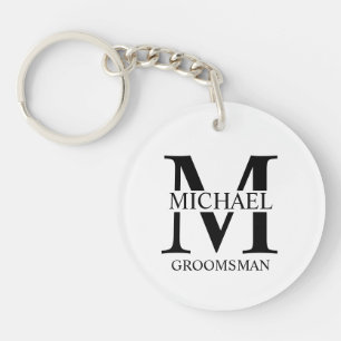 パーソナライズされたGroomsman's Name and Monogram キーホルダー