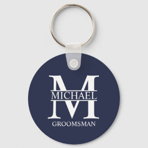 パーソナライズされたGroomsman's Name and Monogram キーホルダー