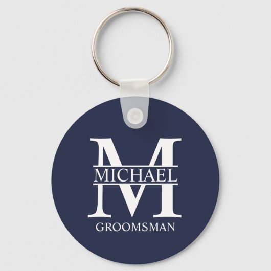 パーソナライズされたGroomsman's Name and Monogram キーホルダー (正面)