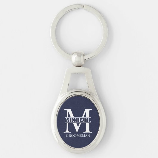 パーソナライズされたGroomsman's Name and Monogram キーホルダー (正面)