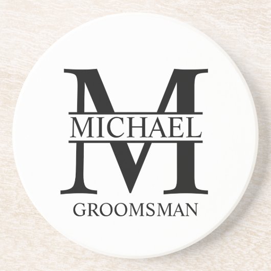 パーソナライズされたGroomsman's Name and Monogram コースター (正面)