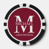パーソナライズされたGroomsman's Name and Monogram ポーカーチップ (正面)