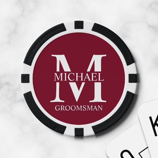 パーソナライズされたGroomsman's Name and Monogram ポーカーチップ