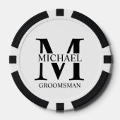 パーソナライズされたGroomsman's Name and Monogram ポーカーチップ (正面)