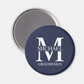 パーソナライズされたGroomsman's Name and Monogram マグネット (正面/裏面)