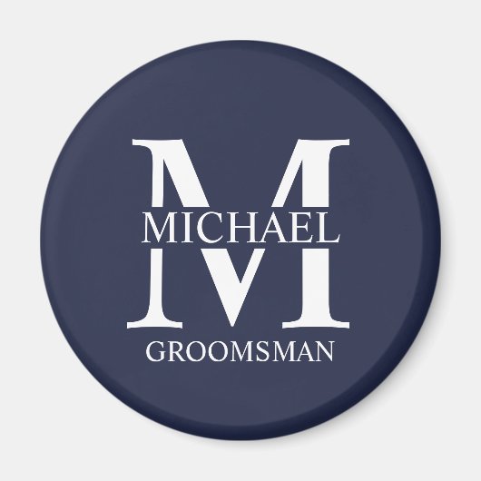パーソナライズされたGroomsman's Name and Monogram マグネット (正面)