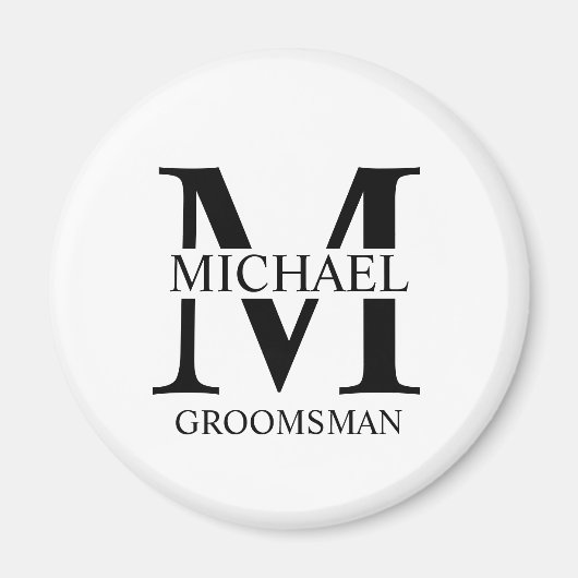 パーソナライズされたGroomsman's Name and Monogram マグネット (正面)