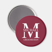 パーソナライズされたGroomsman's Name and Monogram マグネット (正面/裏面)