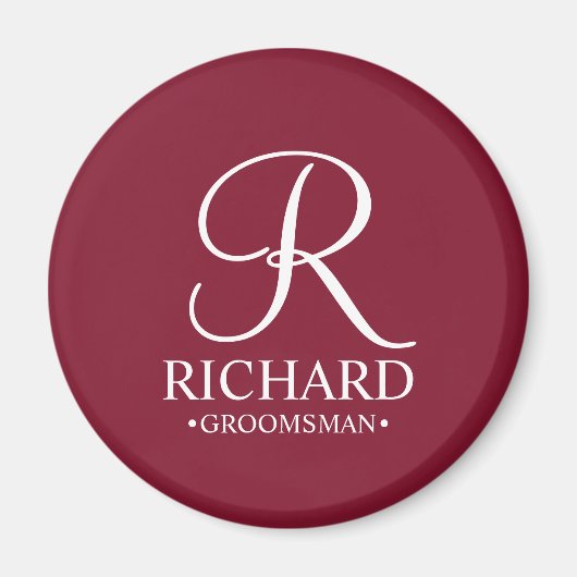 パーソナライズされたGroomsman's Name and Monogram マグネット (正面)