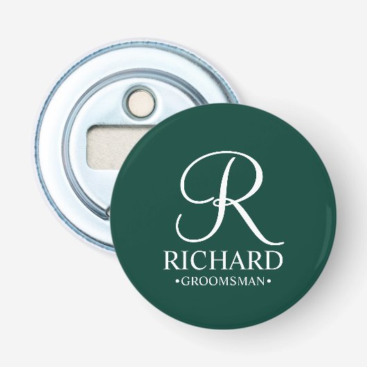 パーソナライズされたGroomsman's Name and Monogram 栓抜き (正面)