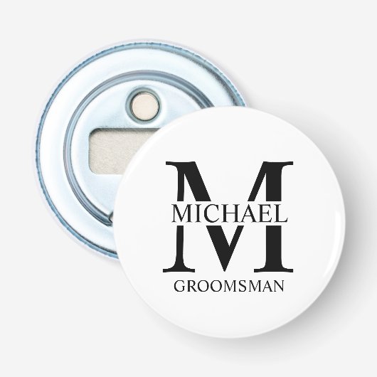 パーソナライズされたGroomsman's Name and Monogram 栓抜き (正面)