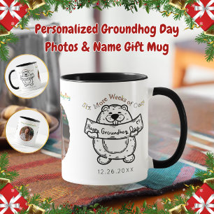 パーソナライズされたGroundhog Dayの写真と名前ギフト マグカップ