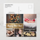 パーソナライズされたHappy New Year金ゴールドコラージュ シーズンポストカード (正面/裏面)