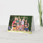 パーソナライズされたHappy New Year Familyフォトグリーティング カード (正面)