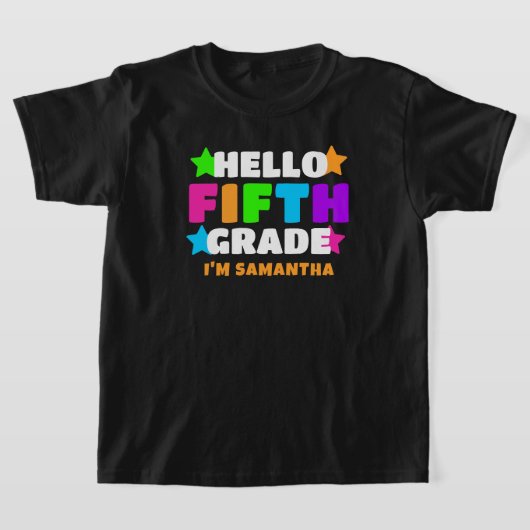 パーソナライズされたHello Fifgrade Student Kids Name Tシャツ (レイダウン)
