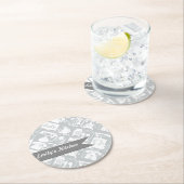 パーソナライズされたHello Grayレトロ電話 ラウンドペーパーコースター (インサイチュ)