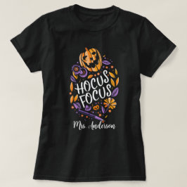 'パーソナライズされたHocus Focus'先生ハロウィン Tシャツ