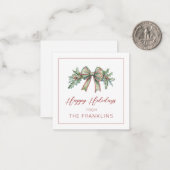 パーソナライズされたHoliday Greenery Gift Enclosureカード ノートカード (正面/裏面インサイチュ)