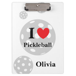 パーソナライズされたI Love Pickleball クリップボード