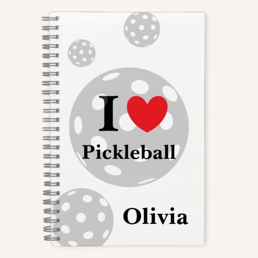 パーソナライズされたI Love Pickleball ノートブック (正面)
