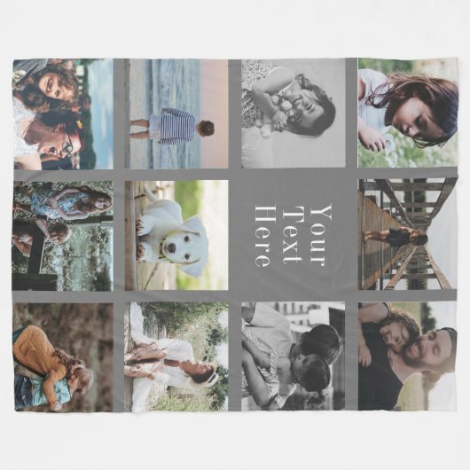 パーソナライズされたInstagramモダンフォトコラージファミリー フリースブランケット (正面(横))