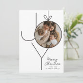 パーソナライズされたJOYクリスマスオーナメントフォトカード シーズンカード (スタンド正面)