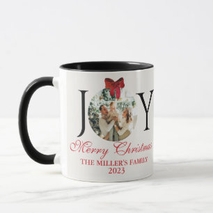 パーソナライズされたJOY MERRY CHRISTMASフォトコーヒー マグカップ