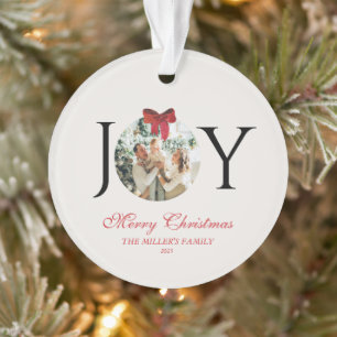 パーソナライズされたJOY MERRY CHRISTMAS PHOTO オーナメント