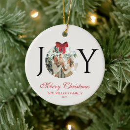 パーソナライズされたJOY MERRY CHRISTMAS PHOTO セラミックオーナメント
