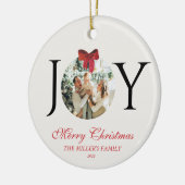 パーソナライズされたJOY MERRY CHRISTMAS PHOTO セラミックオーナメント (左)