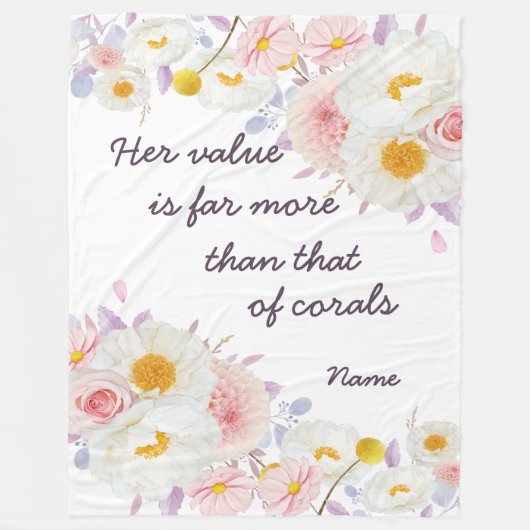 パーソナライズされたJW姉妹贈答品 – 諺3:15   フリースブランケット (正面)