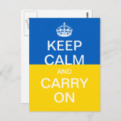 パーソナライズされたKeep Calm and Carry On – ウクライナ国旗 ポストカード (正面/裏面)