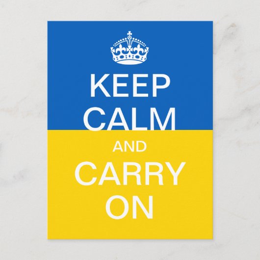 パーソナライズされたKeep Calm and Carry On – ウクライナ国旗 ポストカード (正面)
