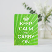 パーソナライズされたKeep Calm and Carry On – グリーンパーム ポストカード (スタンド正面)