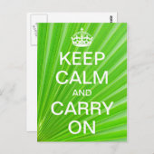 パーソナライズされたKeep Calm and Carry On – グリーンパーム ポストカード (正面/裏面)