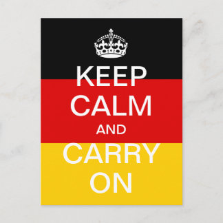 パーソナライズされたKeep Calm and Carry On – ドイツ国旗 ポストカード