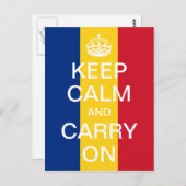 パーソナライズされたKeep Calm and Carry On – ルーマニア国旗 ポストカード (正面/裏面)