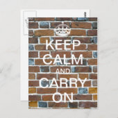 パーソナライズされたKeep Calm and Carry On – レンガ ポストカード (正面/裏面)