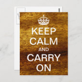 パーソナライズされたKeep Calm and Carry On – 木材 ポストカード (正面/裏面)