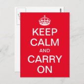 パーソナライズされたKeep Calm and Carry On – 白い単語 ポストカード (正面/裏面)