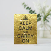 パーソナライズされたKeep Calm and Carry On-金ゴールド石 ポストカード (スタンド正面)