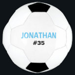 パーソナライズされたKids Blue White名前の追加 サッカーボール<br><div class="desc">あなたのお気に入りのサッカー選手はこのサッカーパーソナライズされたボールを愛する。選手カスタマイズ名と選手の番号と。このカスタムサッカーボールは素晴らしクリスマスや誕生日、その他の特別な機会に贈る。</div>