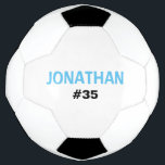 パーソナライズされたKids Blue White名前の追加 サッカーボール<br><div class="desc">あなたのお気に入りのサッカー選手はこのサッカーパーソナライズされたボールを愛する。選手カスタマイズ名と選手の番号と。このカスタムサッカーボールは素晴らしクリスマスや誕生日、その他の特別な機会に贈る。</div>