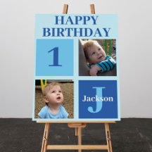 パーソナライズされたKids Photo Cute Blue Birthday Party