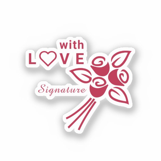 "パーソナライズされたL VE付き"赤❤️バラVinyl シール (正面)