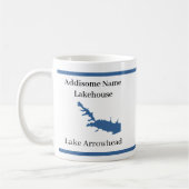 パーソナライズされたLake Arrowhead Mapという名前 コーヒーマグカップ (左)