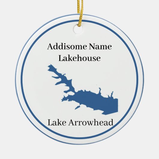 パーソナライズされたLake Arrowhead Mapという名前 セラミックオーナメント (正面)