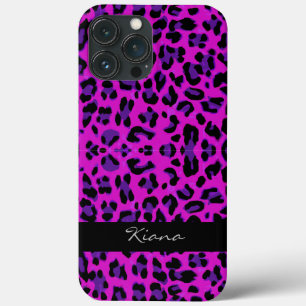 パーソナライズされたLeopard Print Magenta iPhone 13 Pro Maxケース