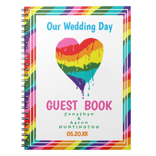 パーソナライズされたLGBTレインボーハート ノートブック (正面)