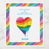 パーソナライズされたLGBTレインボーハート ワインラベル (シングルラベル)